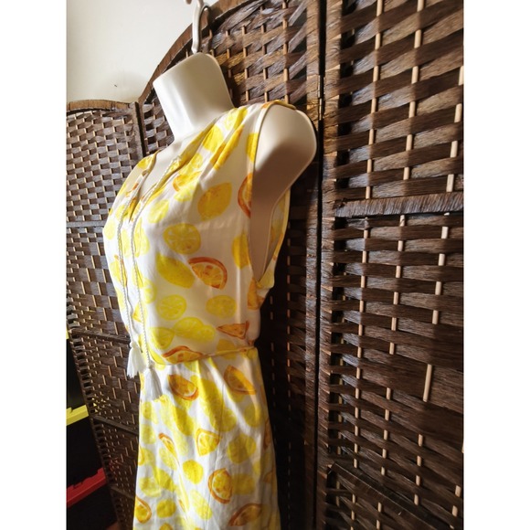 Beach Lunch Lounge Womens Yellow Summer Maxi Sleeveless Dress pullover Size L - Picture 5 of 12
